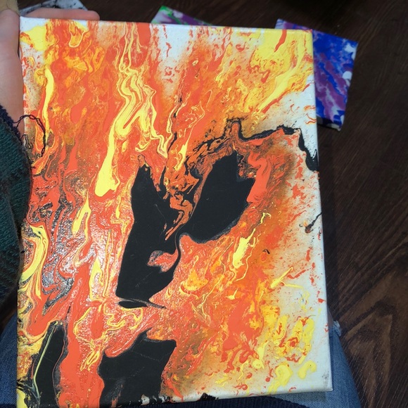 Orange Sunset Pour Painting - Picture 4 of 4